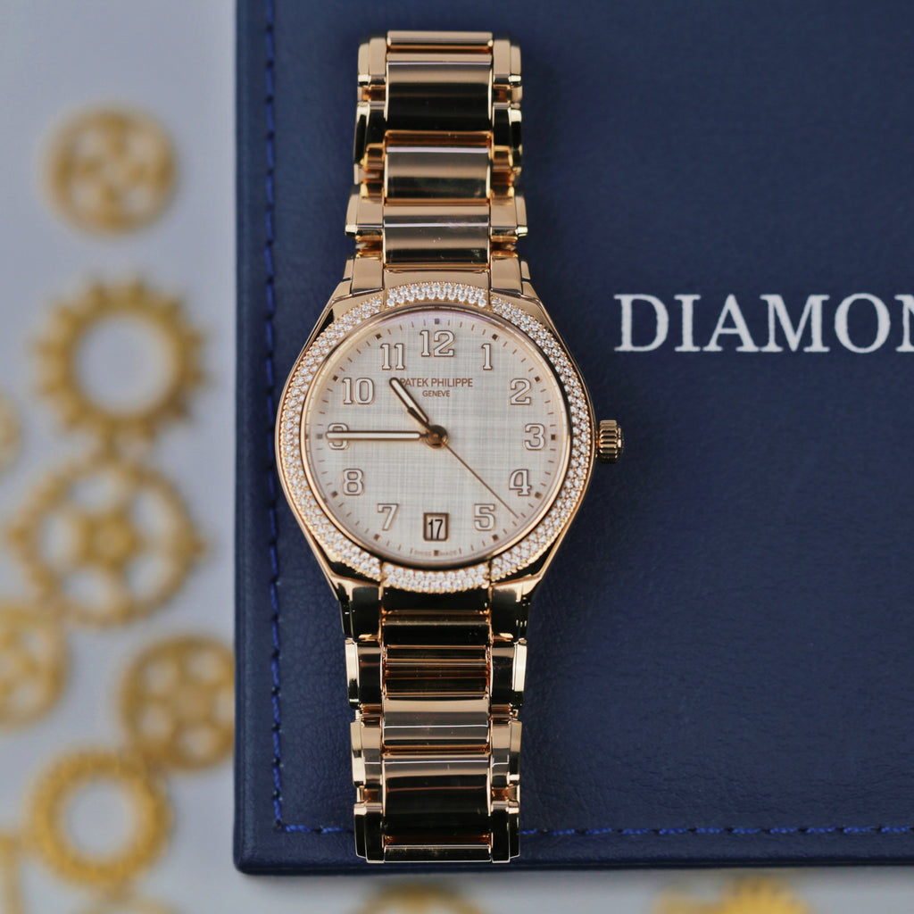 Patek Philippe Twenty 4 - 30mm Women's Watch - Ref: 7300/1200R-010 - Silver Dial & Diamond Bezel in 18K Rose Gold Bracelet