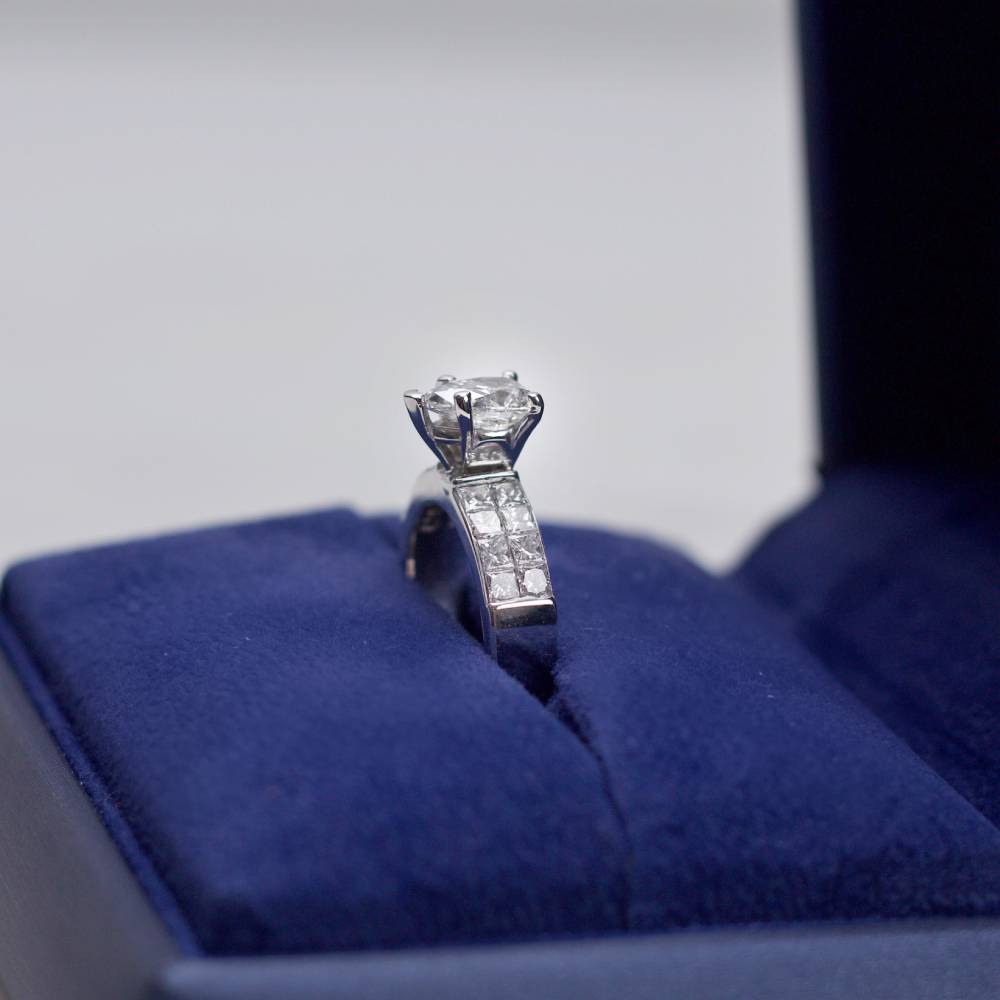 Pear & Princess Cut Natural Diamonds Engagement Ring Set in 18k White Gold (2.74ct. tw.)