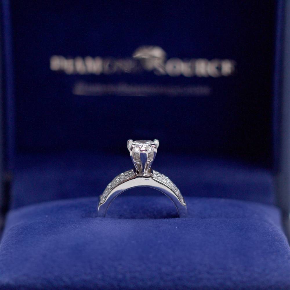 Pear & Princess Cut Natural Diamonds Engagement Ring Set in 18k White Gold (2.74ct. tw.)