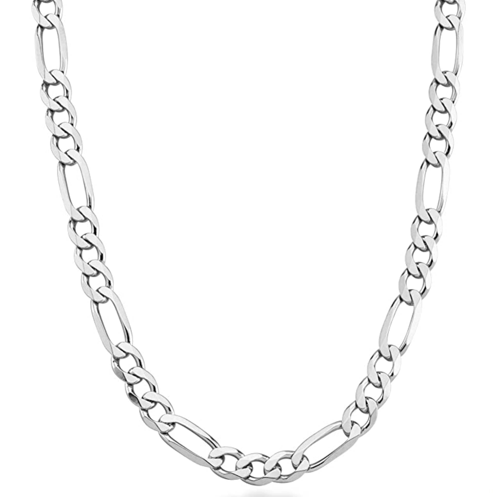 Plain 14kt white gold chain Figaro style Necklace 20