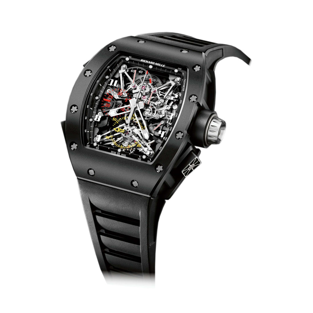 Richard Mille Tourbillon Chronograph Felipe Massa 50.00 mm | Black Rubber Strap bracelet | Black dial | Carbon nanotubes Case Men's Watch RM 050