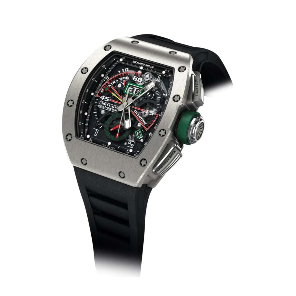 Richard Mille Flyback Chronograph Roberto Mancini 50.00 mm | Black Rubber Strap bracelet | Skeletonized dial | Titanium Case Men's Watch RM 11-01