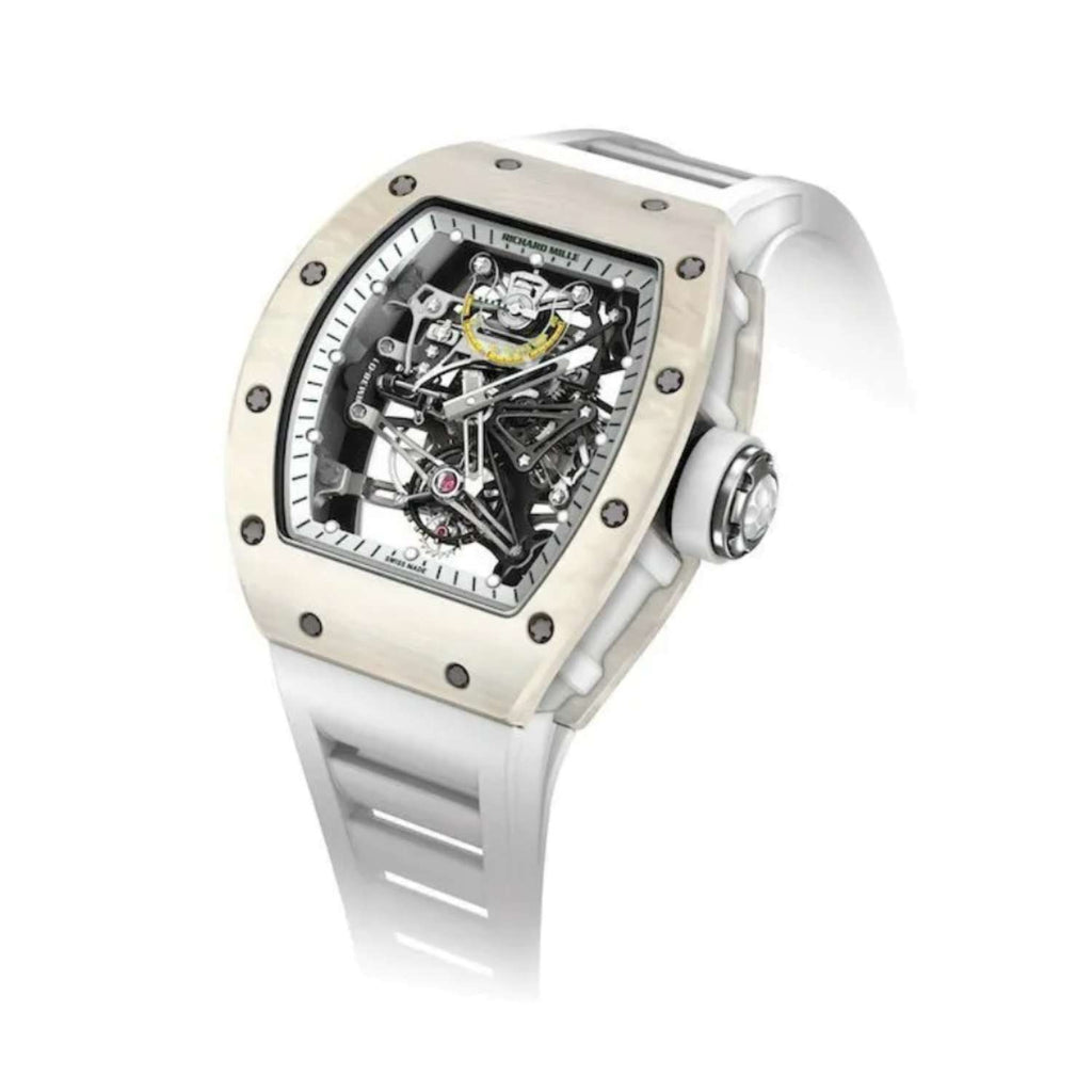 Richard Mille Tourbillon Bubba Watson 43 mm | White Rubber Strap bracelet | Skeletonized dial | White Quartz TPT Case Men's Watch RM 38-01