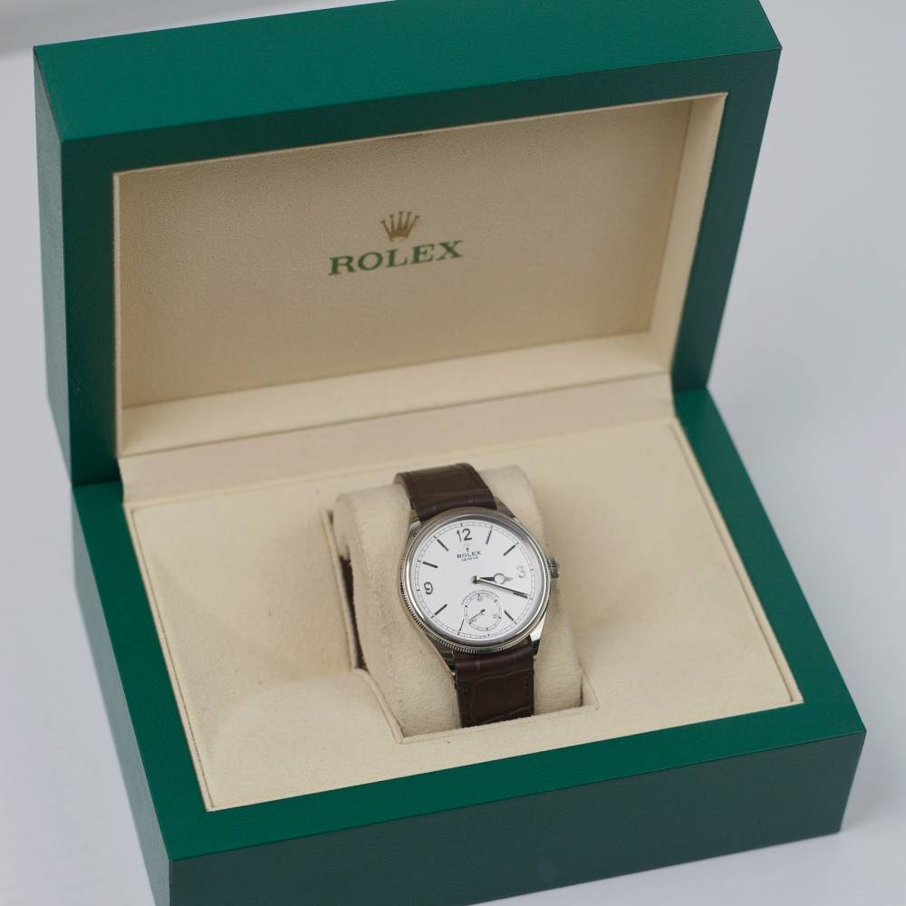 2024 Never Worn Rolex 1908 39mm - Ref: 52509-0006 - White Dial & 18K White Gold Case, Brown Alligator Leather Strap Watch