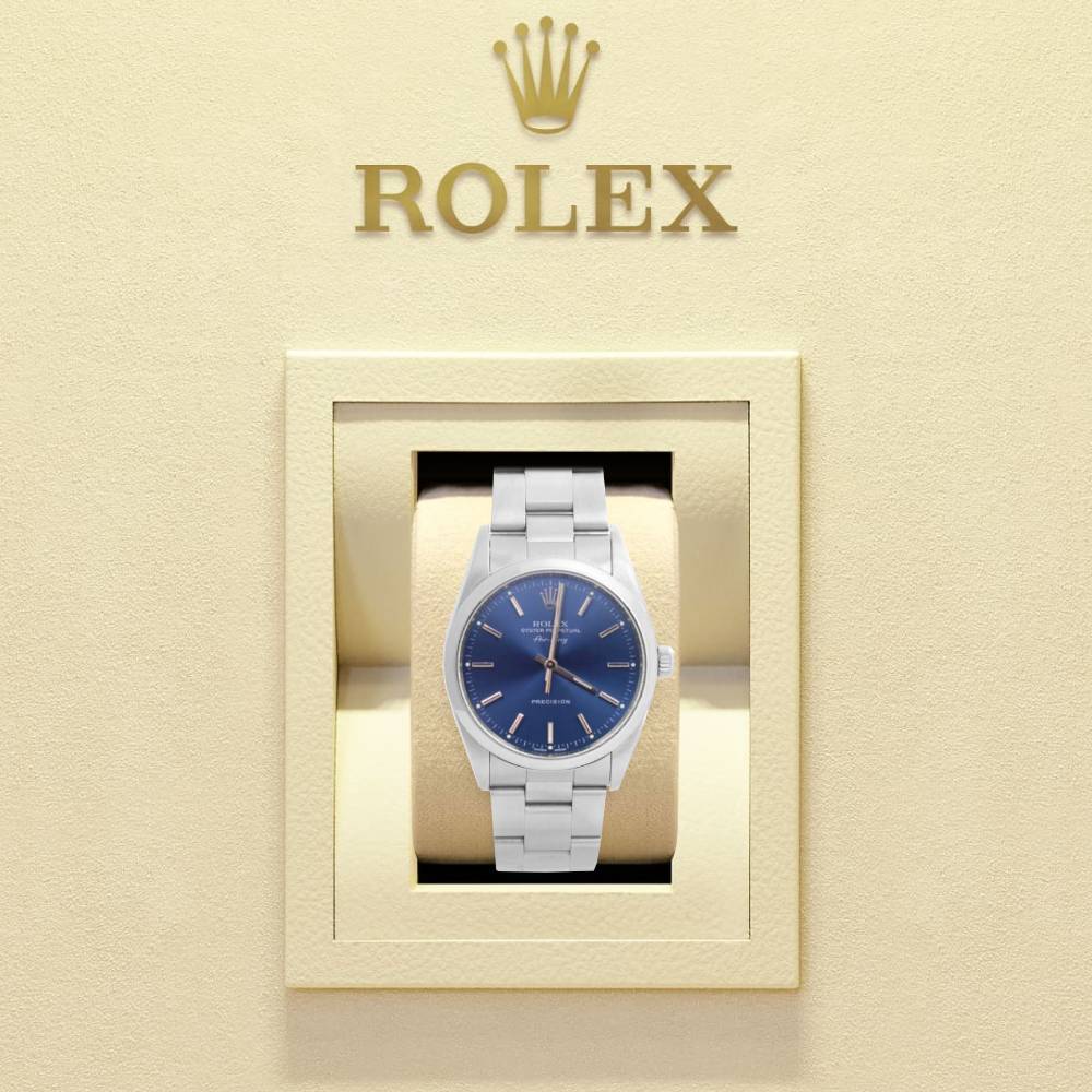 Rolex Air King 34mm - Ref: 14000 - Blue Stick Dial, Stainless Steel Oyster Bracelet Watch