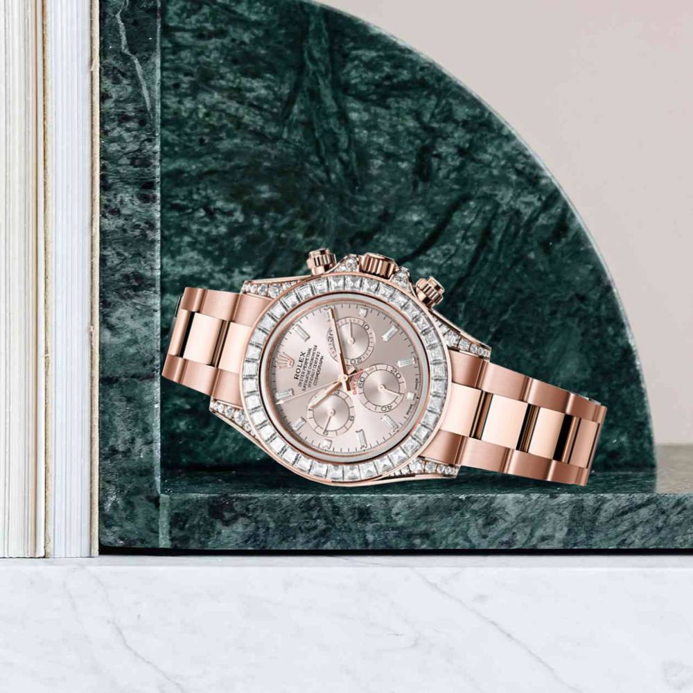 2024 Release Rolex Cosmograph Daytona 40 mm | 18k Everose gold bracelet | Sundust dial Diamond bezel | Men's Watch 126595TBR