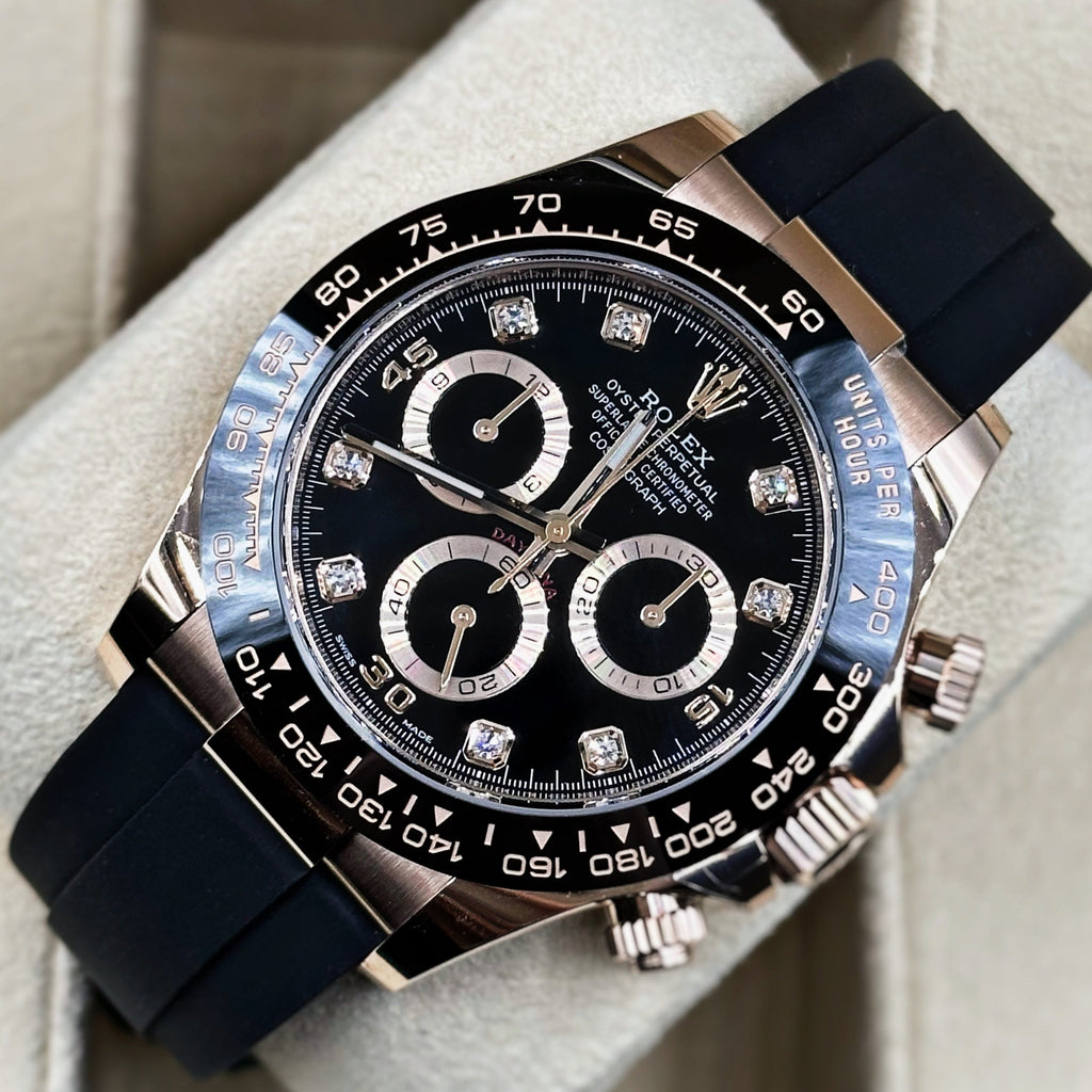 Rolex Cosmograph Daytona 40 mm | Oysterflex bracelet | Black Diamond dial | 18k Everose Gold case Men's Watch 116515ln