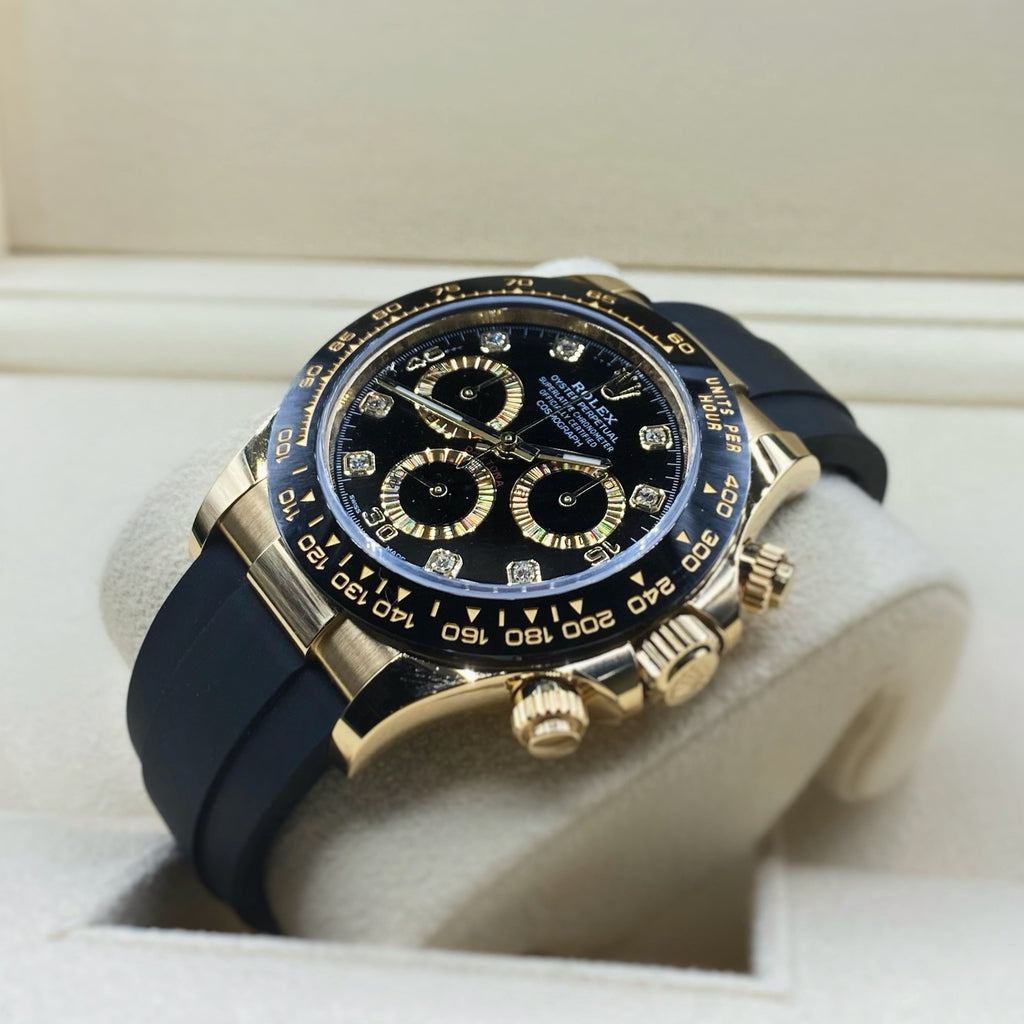 Rolex Cosmograph Daytona 40 mm | Oysterflex bracelet | Black Diamond dial | 18k Yellow gold Case Men's Watch 116518ln-0078