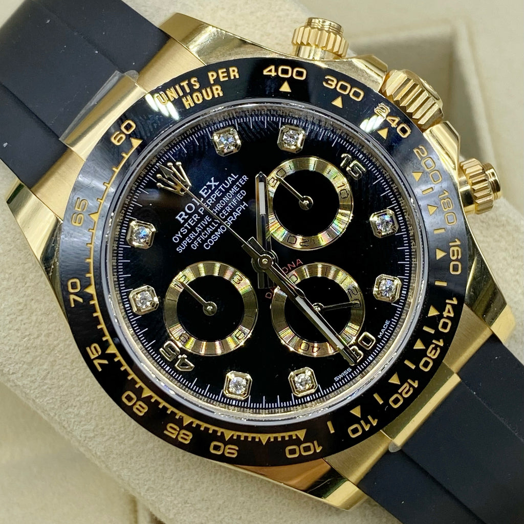 Rolex Cosmograph Daytona 40 mm | Oysterflex bracelet | Black Diamond dial | 18k Yellow gold Case Men's Watch 116518ln-0078