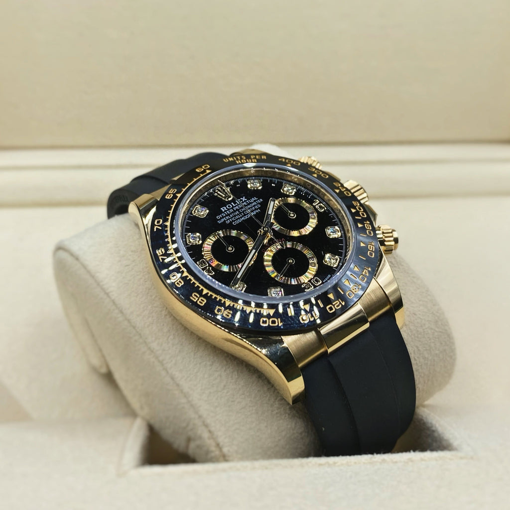 Rolex Cosmograph Daytona 40 mm | Oysterflex bracelet | Black Diamond dial | 18k Yellow gold Case Men's Watch 116518ln-0078