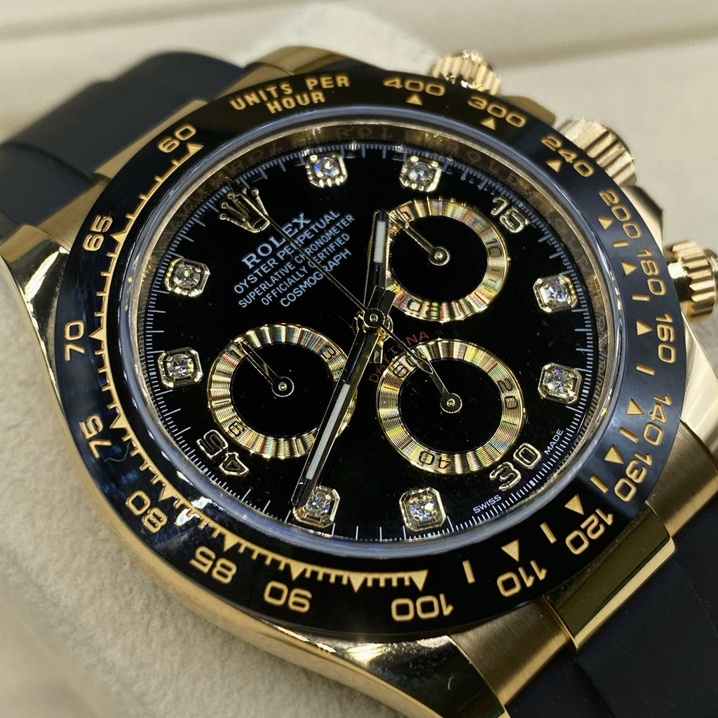 Rolex Cosmograph Daytona 40 mm | Oysterflex bracelet | Black Diamond dial | 18k Yellow gold Case Men's Watch 116518ln-0078