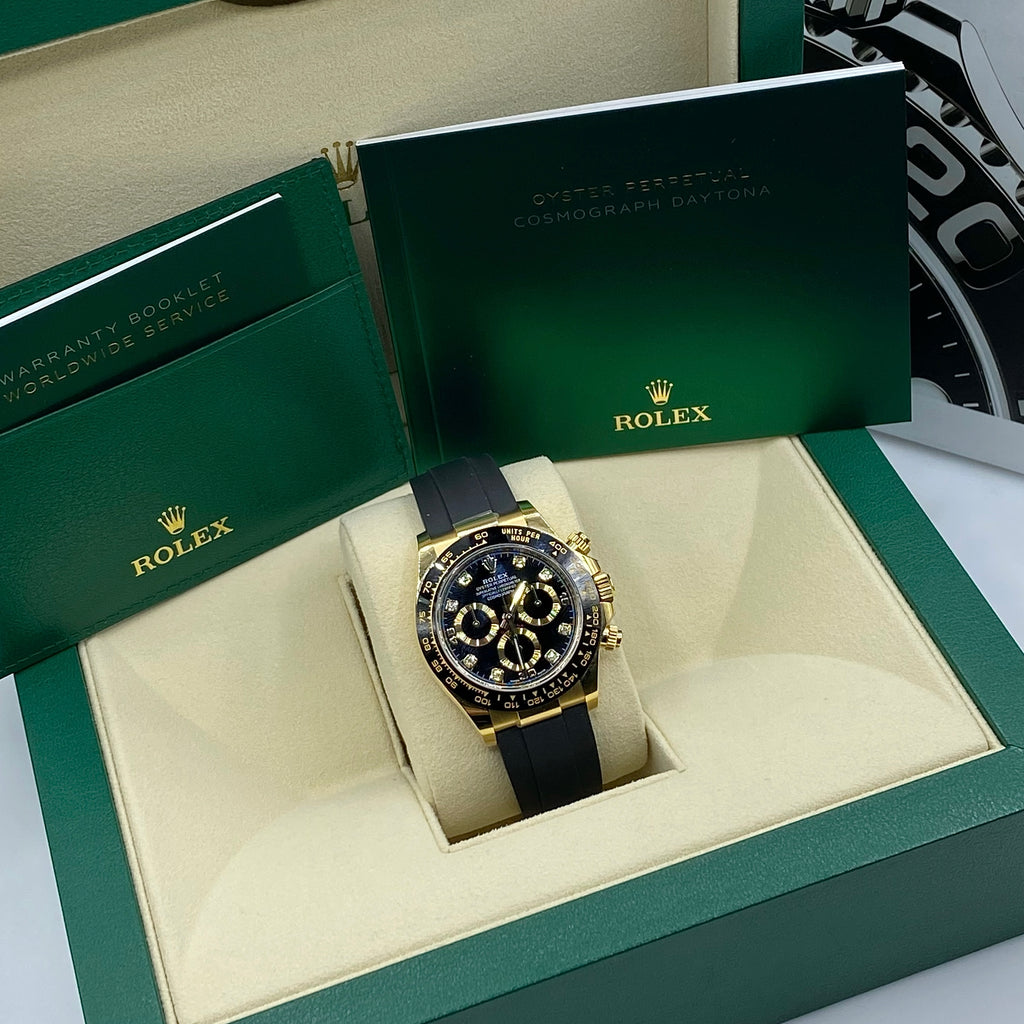 Rolex Cosmograph Daytona 40 mm | Oysterflex bracelet | Black Diamond dial | 18k Yellow gold Case Men's Watch 116518ln-0078