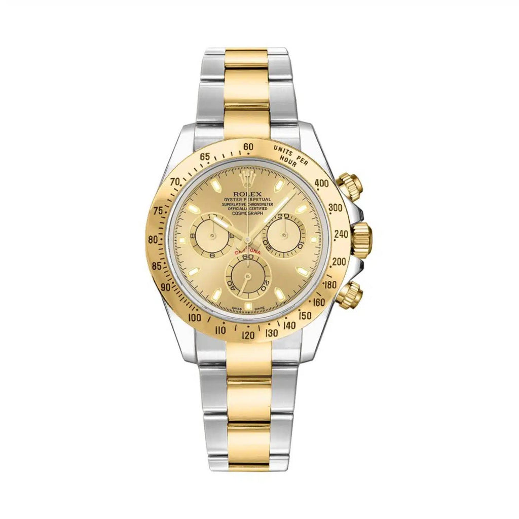 Rolex Cosmograph Daytona 40 mm | Two-Tone Stainless Steel and 18k Yellow Gold Oyster bracelet | Champagne Index dial | Men's Watch 116523 chs