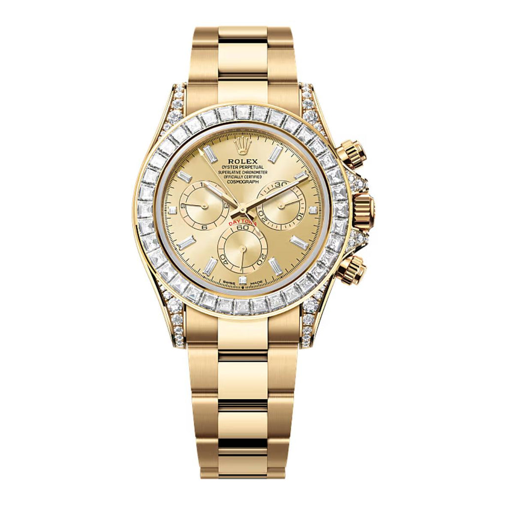 Rolex Cosmograph Daytona 40 mm | 18k yellow gold bracelet | Golden Diamond dial Diamond bezel | Men's Watch 126598TBR