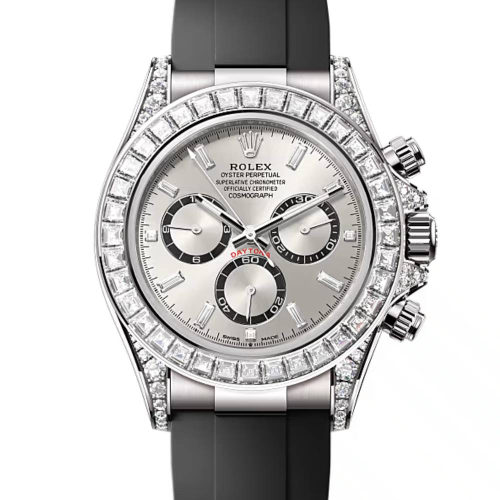 Rolex Cosmograph Daytona 40 mm | Oysterflex bracelet | Steel dial Diamond bezel | 18k white gold Case Men's Watch 126539TBR