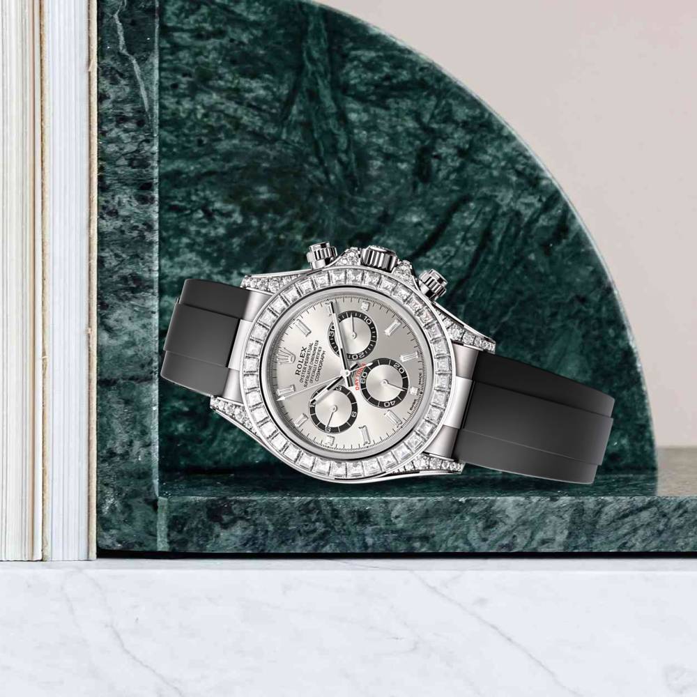 Rolex Cosmograph Daytona 40 mm | Oysterflex bracelet | Steel dial Diamond bezel | 18k white gold Case Men's Watch 126539TBR