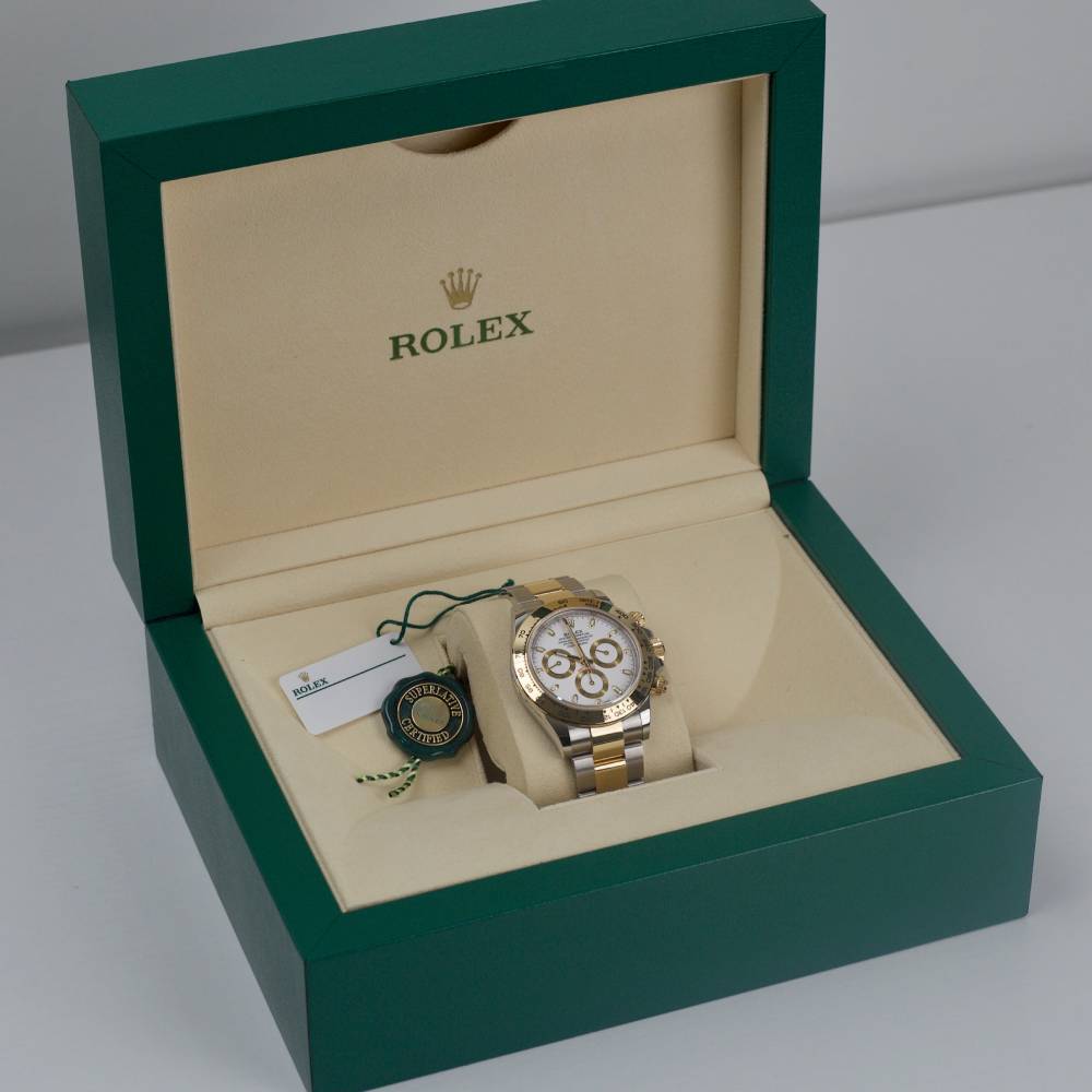 Rolex Cosmograph Daytona 40mm - Ref: 116503-0001 - White Index Dial & Gold Bezel, Two Tone Stainless Steel & 18K Yellow Gold Oyster Bracelet Men's Watch