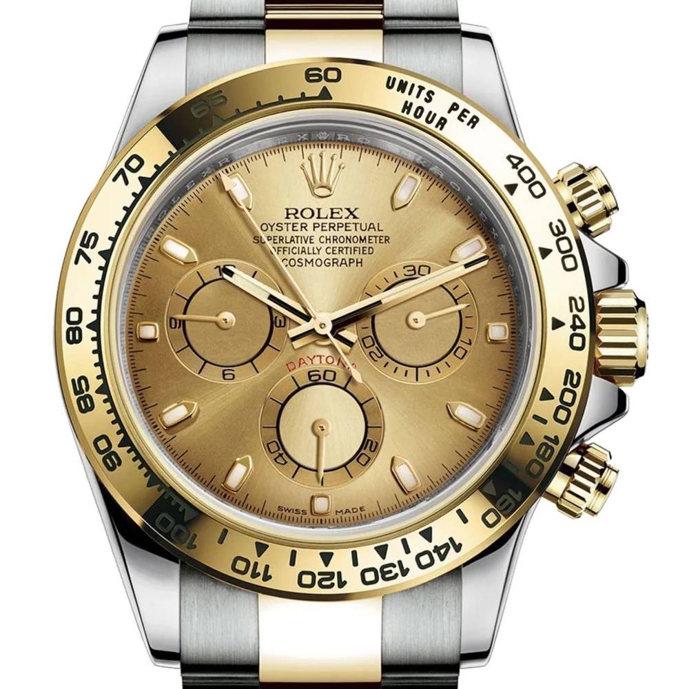 Rolex Cosmograph Daytona 40mm - Ref: 116503-0003 - Champagne Index Dial & Gold Bezel, Two Tone Stainless Steel & 18K Yellow Gold Oyster Bracelet Men's Watch