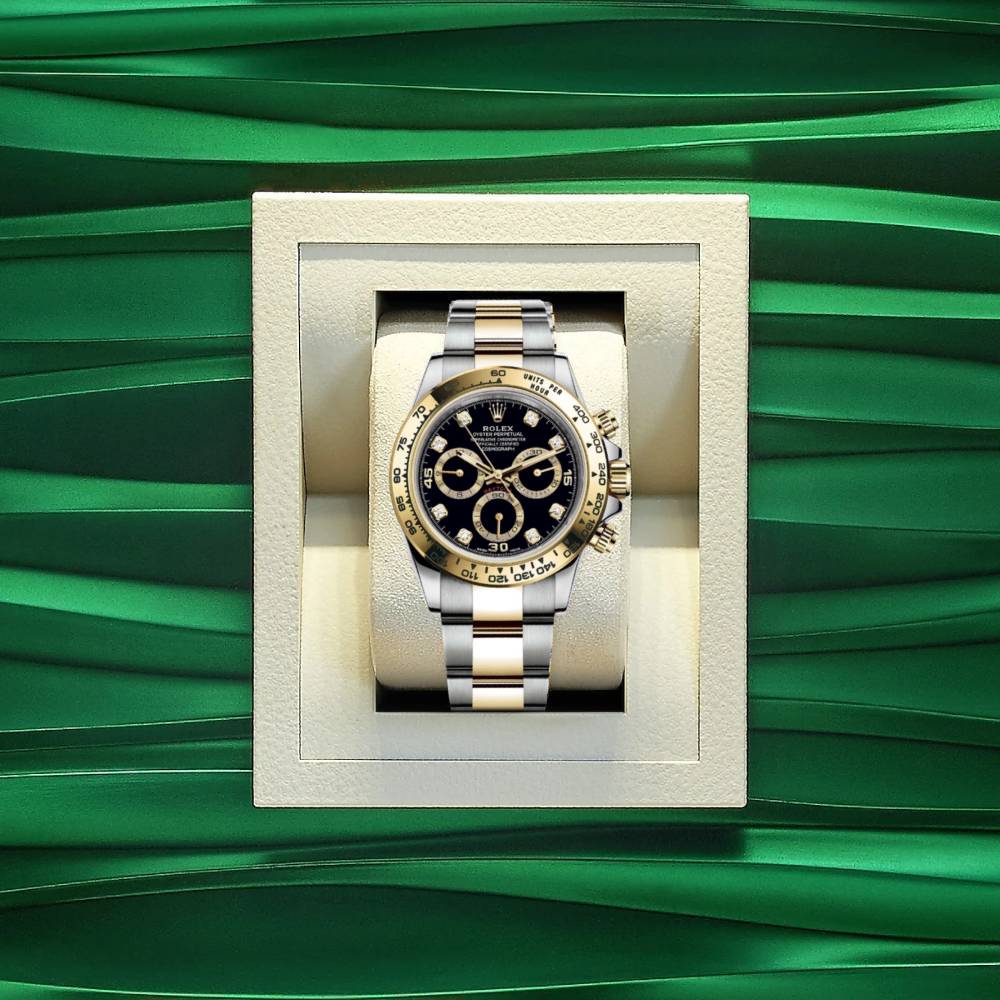 Rolex Cosmograph Daytona 40mm - Ref: 116503-0011 - Black Diamond Dial & Gold Bezel, Two Tone Stainless Steel & 18K Yellow Gold Oyster Bracelet Men's Watch