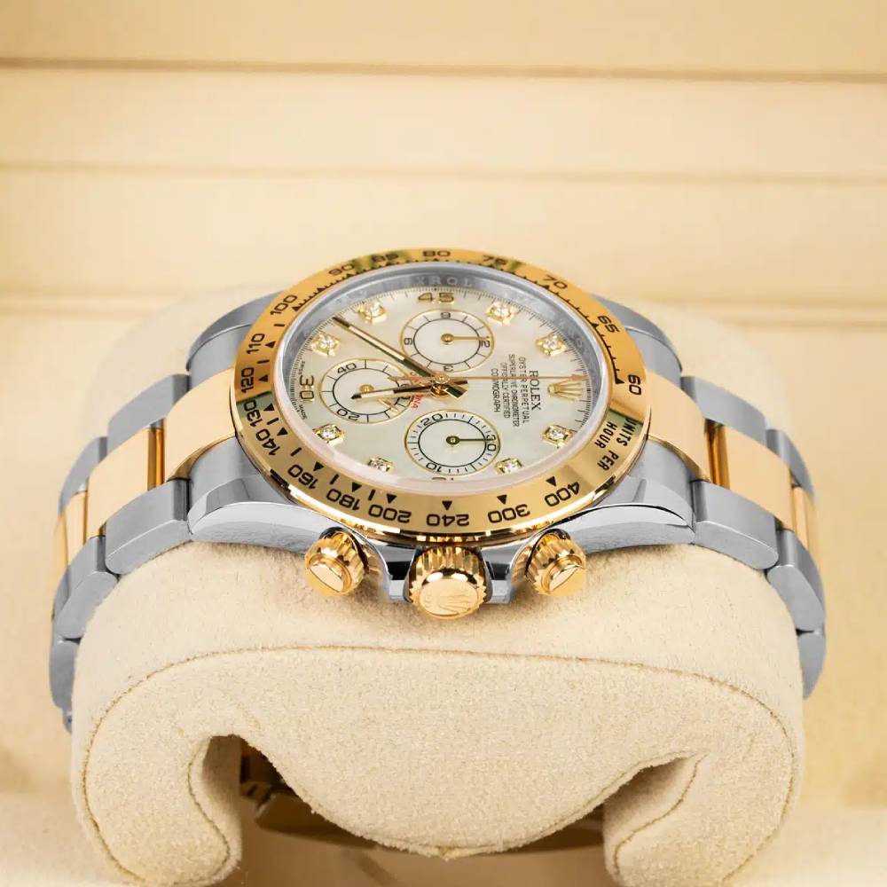 Rolex Cosmograph Daytona 40mm - Ref: 116523md - White mother of Pearl Diamond Dial & Gold Bezel, Two Tone Stainless Steel & 18K Yellow Gold Oyster Bracelet Men's Watch