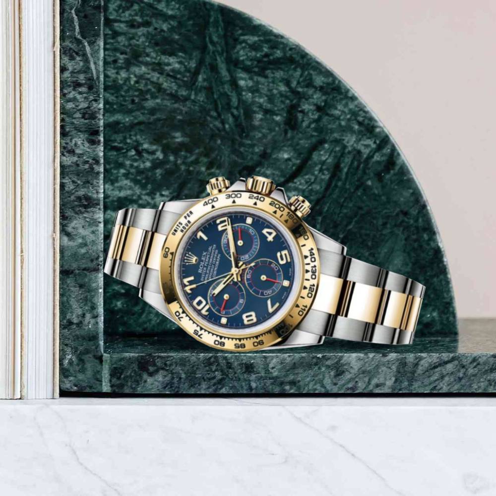 Rolex Cosmograph Daytona 40mm - Ref: 116503BD - Blue Arabic Numerals Dial & Gold Bezel, Two Tone Stainless Steel & 18K Yellow Gold Oyster Bracelet Men's Watch