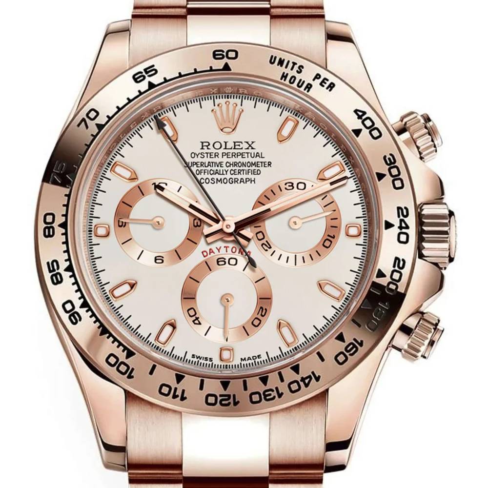 Rolex Cosmograph Daytona 40mm - Ref: 116505-0010 - Ivory Index Dial, 18K Rose Gold Oyster Bracelet Men's Watch