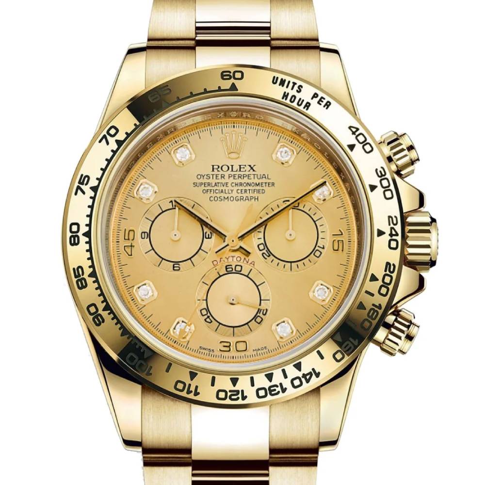 Rolex Cosmograph Daytona 40mm - Ref: 116508-0006 - Champagne Diamond Dial, 18K Yellow Gold Oyster Bracelet Men's Watch