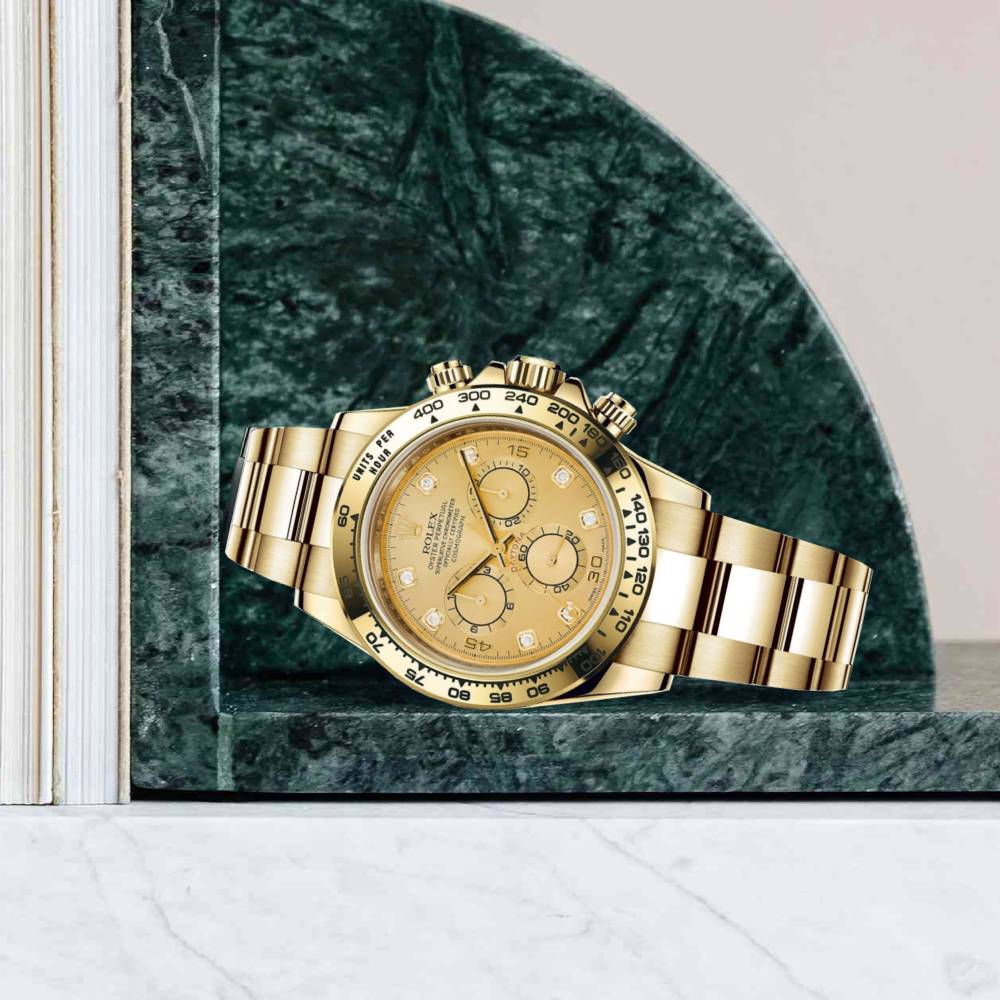 Rolex Cosmograph Daytona 40mm - Ref: 116508-0006 - Champagne Diamond Dial, 18K Yellow Gold Oyster Bracelet Men's Watch