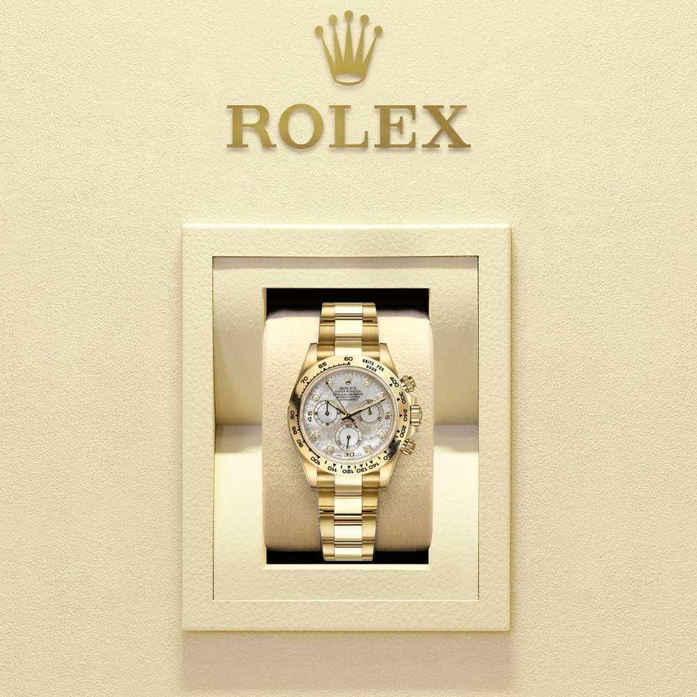 Rolex Cosmograph Daytona 40mm - Ref: 116508-0007 - White mother of Pearl Diamond Dial, 18K Yellow Gold Oyster Bracelet Men's Watch