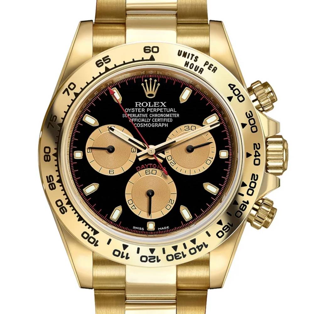 Rolex Cosmograph Daytona 40mm - Ref: 116508-0009 - Black & Champagne Index Dial, 18K Yellow Gold Oyster Bracelet Men's Watch