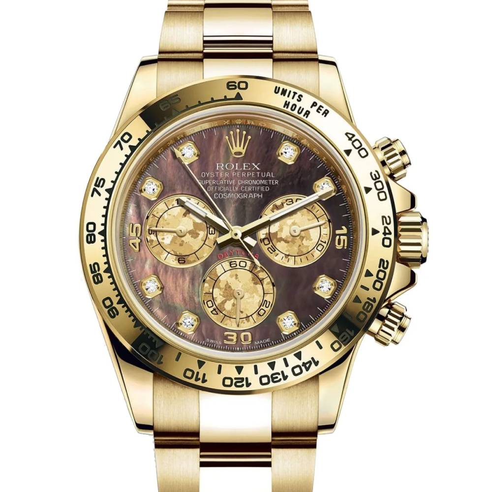 Rolex Cosmograph Daytona 40mm - Ref: 116508-0011 - Black mother of Pearl Diamond Dial, 18K Yellow Gold Oyster Bracelet Men's Watch