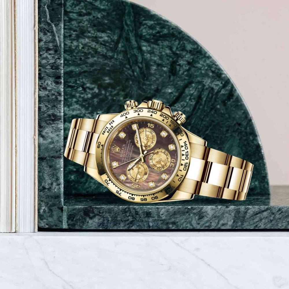 Rolex Cosmograph Daytona 40mm - Ref: 116508-0011 - Black mother of Pearl Diamond Dial, 18K Yellow Gold Oyster Bracelet Men's Watch