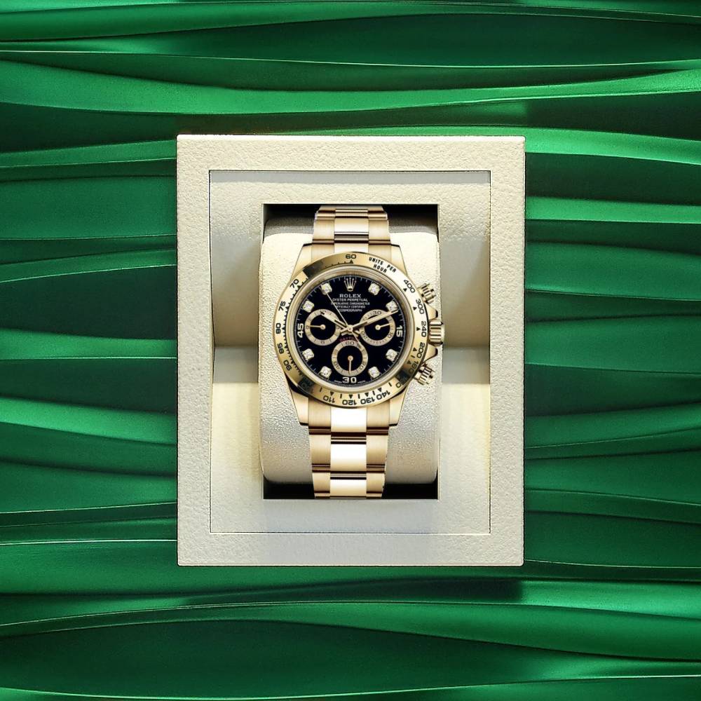 Rolex Cosmograph Daytona 40mm - Ref: 116508-0016 - Black Diamond Dial, 18K Yellow Gold Oyster Bracelet Men's Watch