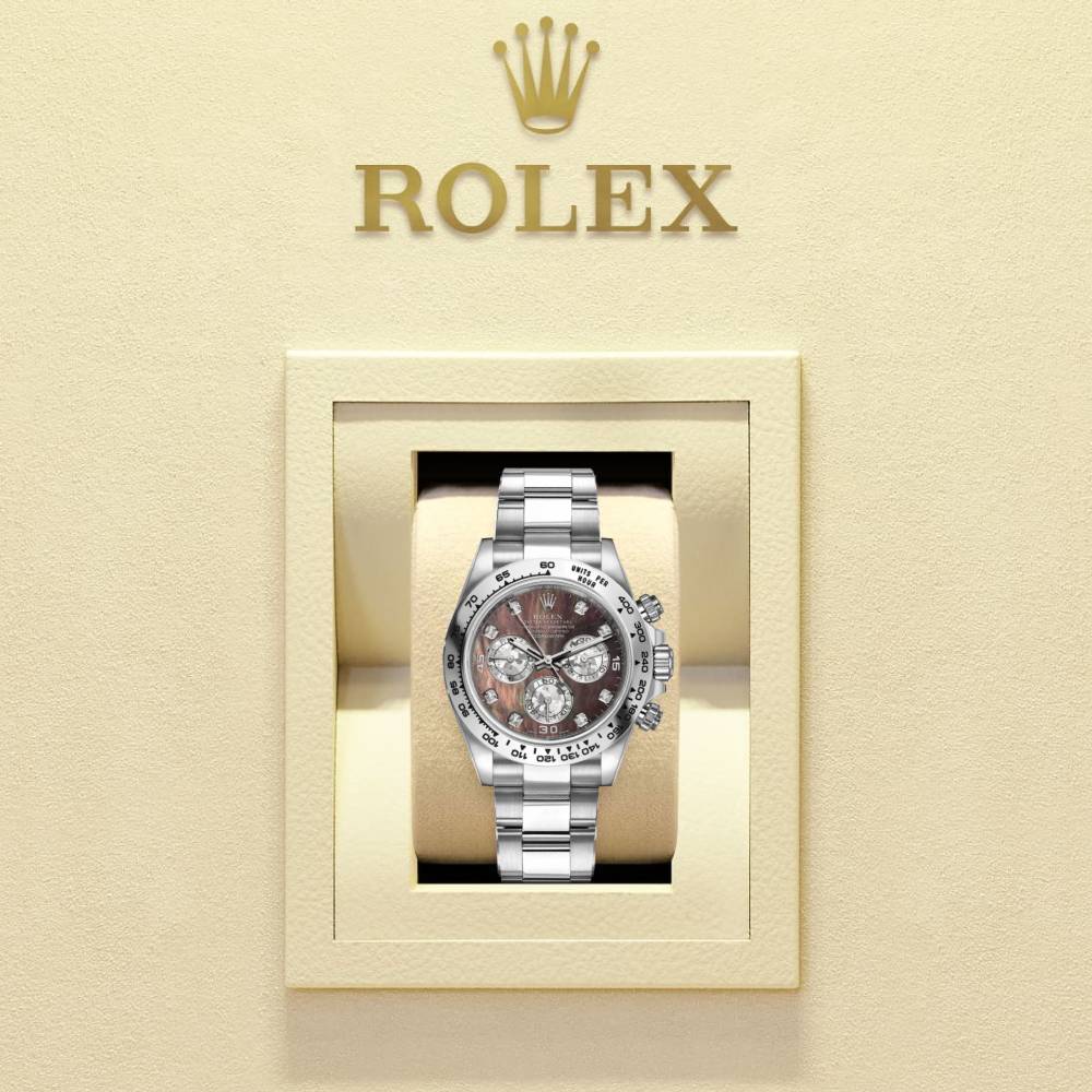 Rolex Cosmograph Daytona 40mm - Ref: 116509-0044 - Black Mother of Pearl Diamond Dial, 18K White Gold Oyster Bracelet Men's Watch