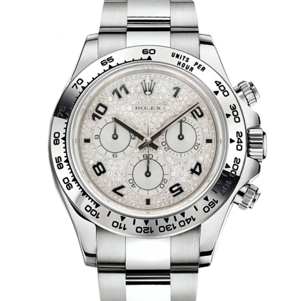 Rolex Cosmograph Daytona 40mm - Ref: 116509PAVE - Pave Diamond Dial, 18K White Gold Oyster Bracelet Men's Watch