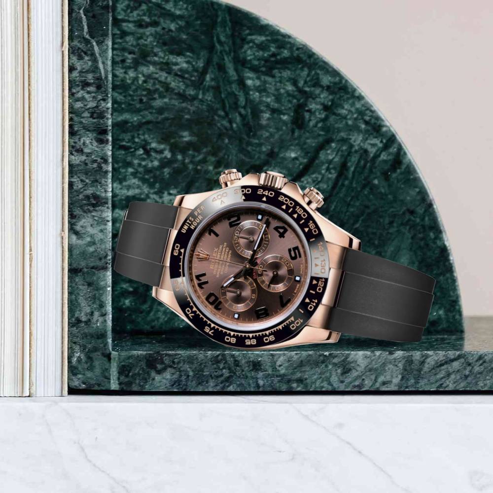 Rolex Cosmograph Daytona 40mm - Ref: 116515 LNchoof - Chocolate Arabic Numerals Dial & Ceramic Bezel, 18K Rose Gold Case Black Oysterflex Bracelet Men's Watch