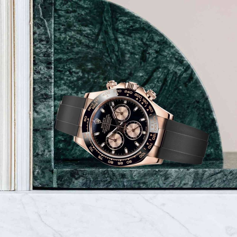 Rolex Cosmograph Daytona 40mm - Ref: 116515ln-0017 - Black & Rose Index Dial & Ceramic Bezel, 18K Rose Gold Case Black Oysterflex Bracelet Men's Watch