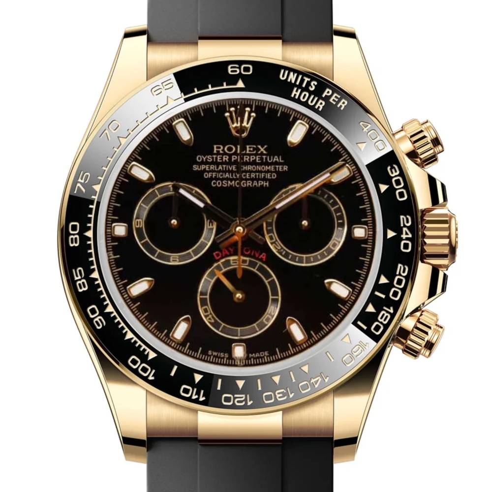 Rolex Cosmograph Daytona 40mm - Ref: 116518ln-0043 - Black Index Dial & Ceramic Bezel, 18K White Gold Case Black Oysterflex Bracelet Men's Watch