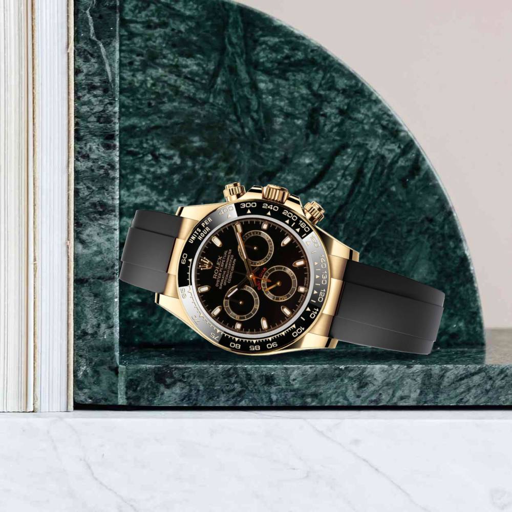 Rolex Cosmograph Daytona 40mm - Ref: 116518ln-0043 - Black Index Dial & Ceramic Bezel, 18K White Gold Case Black Oysterflex Bracelet Men's Watch