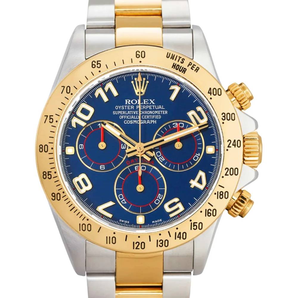 Rolex Cosmograph Daytona 40mm - Ref: 116523BKD - Blue Diamond Dial & Gold Bezel, Two Tone Stainless Steel & 18K Yellow Gold Oyster Bracelet Men's Watch