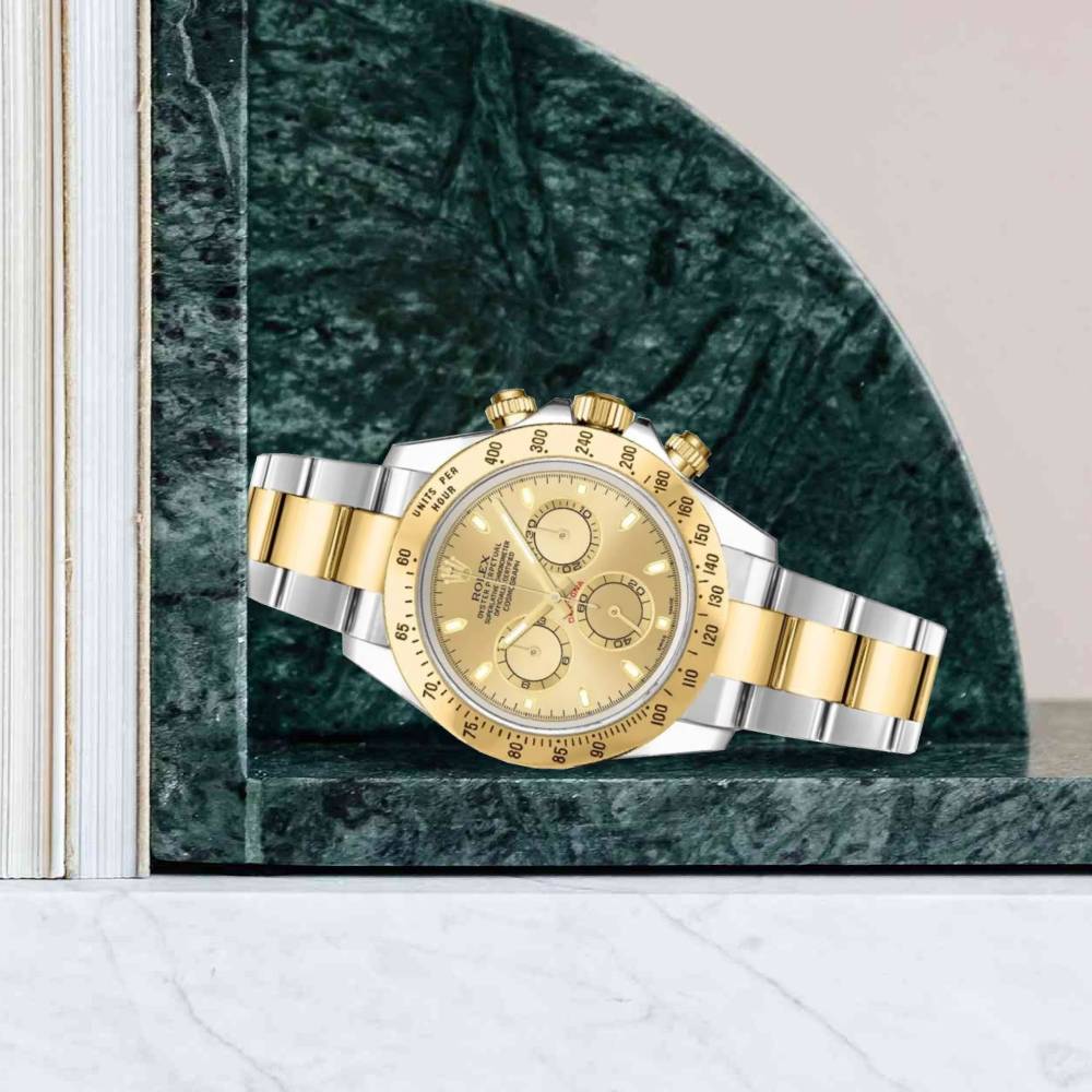 Rolex Cosmograph Daytona 40mm - Ref: 116523chs - Champagne Index Dial & Gold Bezel, Two Tone Stainless Steel & 18K Yellow Gold Oyster Bracelet Men's Watch