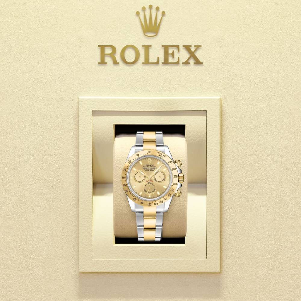 Rolex Cosmograph Daytona 40mm - Ref: 116523chs - Champagne Index Dial & Gold Bezel, Two Tone Stainless Steel & 18K Yellow Gold Oyster Bracelet Men's Watch