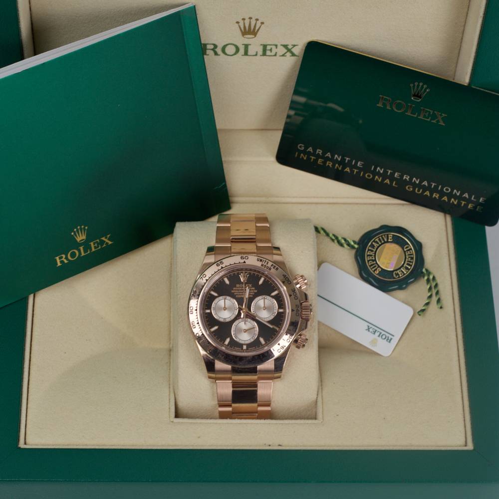 Rolex Cosmograph Daytona 40mm - Ref: 126505-0001 - Black Stick Dial, 18K Rose Gold Oyster Bracelet Men's Watch