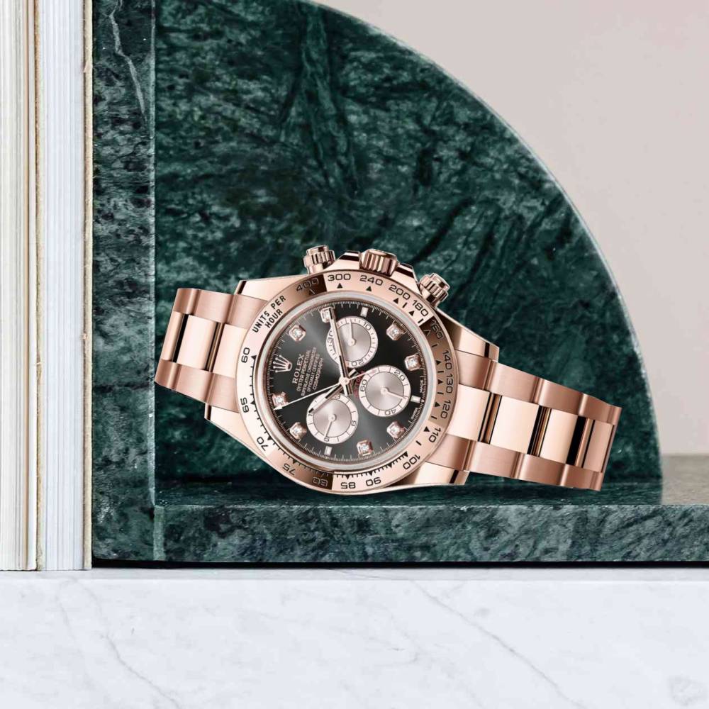 Rolex Cosmograph Daytona 40mm - Ref: 126505-0002 - Bright Black & Sundust Diamond Dial, 18K Rose Gold Oyster Bracelet Men's Watch