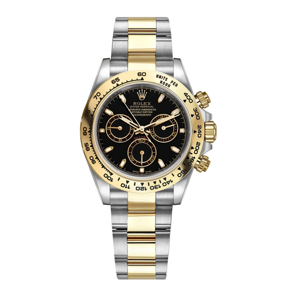 Rolex Cosmograph Daytona 40 mm | Two-Tone 18k Yellow gold and Stainless Steel Oyster bracelet | Black dial 18k Yellow gold bezel | Men's Watch 116503-0004