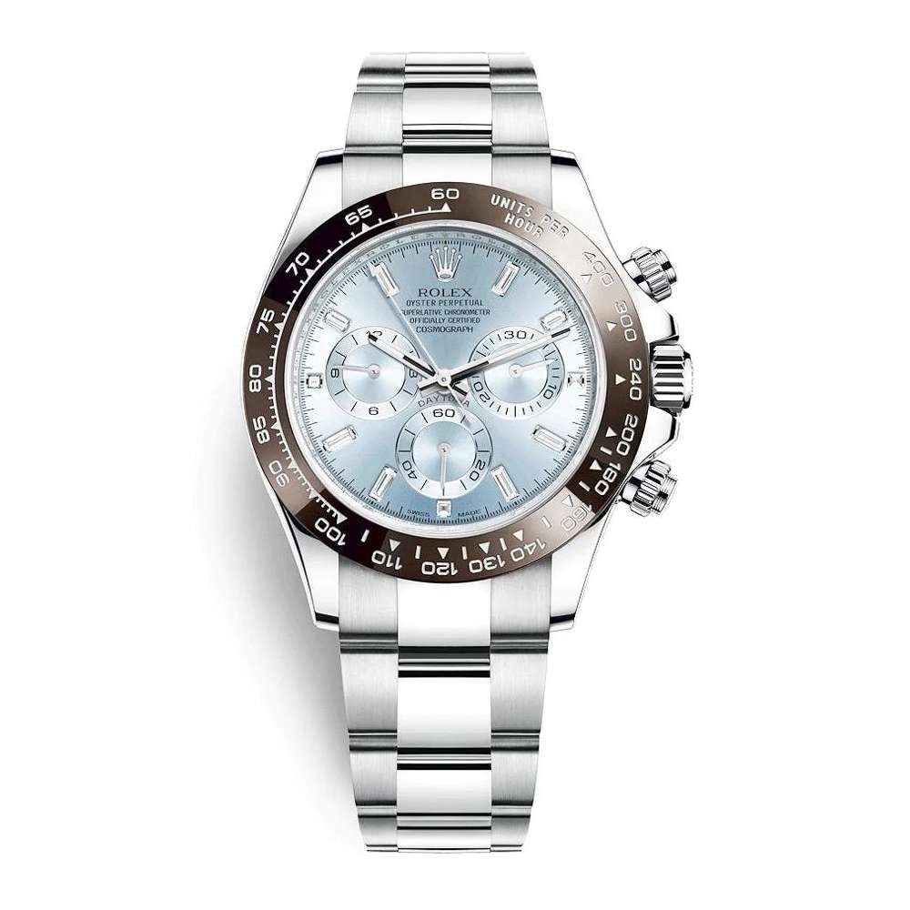 Rolex Daytona, Blue dial, Ceramic Bezel, Oyster bracelet, Platinum Watch 116506 id
