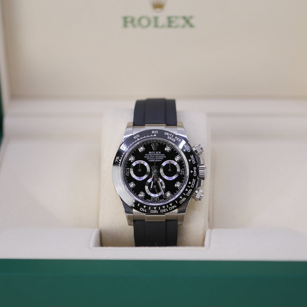 Rolex Cosmograph Daytona 40 mm | Oysterflex bracelet | Black Diamond dial | 18K white gold case Men's Watch 116519LN bkdof