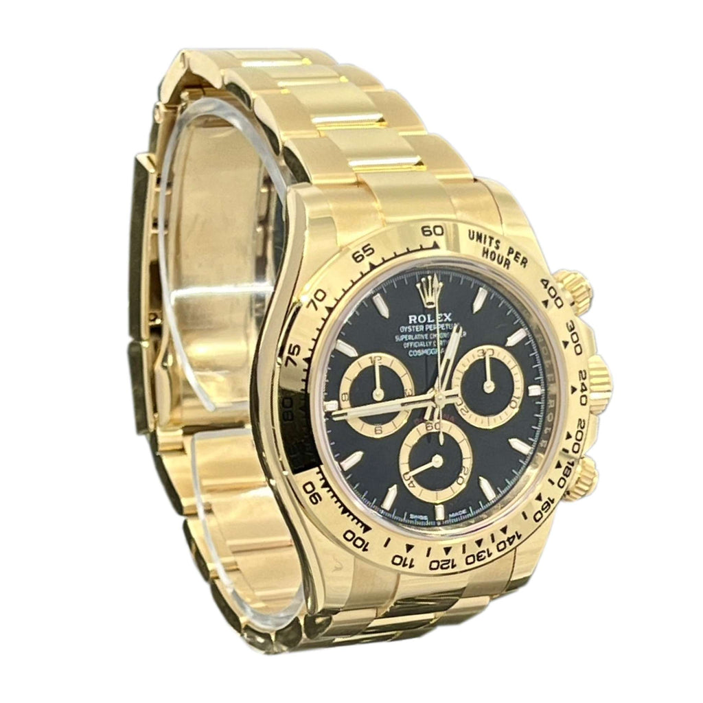 Rolex Cosmograph Daytona 40 mm | 18k Yellow gold Oyster bracelet | Black dial | Men's Watch 126508