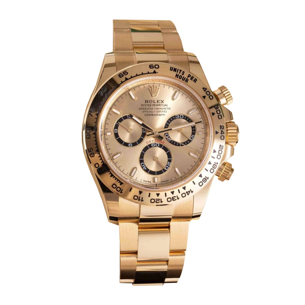 Rolex Cosmograph Daytona 40 mm | 18k Yellow gold Oyster bracelet | Golden dial | Men's Watch 126508