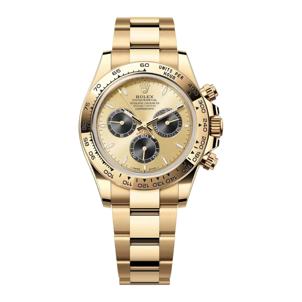 2023 Release Rolex Cosmograph Daytona 40 mm | 18k Yellow gold Oyster bracelet | Golden and bright black dial | Men's Watch 126508